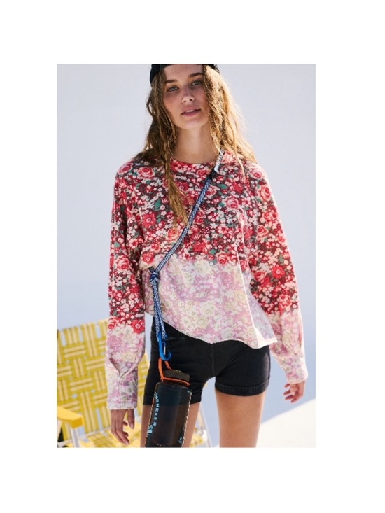 Free People Tops - Free People MOVEMENT Inspire Floral Printed Layer Faded Poppy‎ Red Size Small